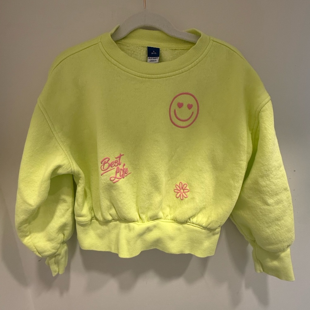 Old Navy Lime Green Kids Sweatshirt with Pink Accents